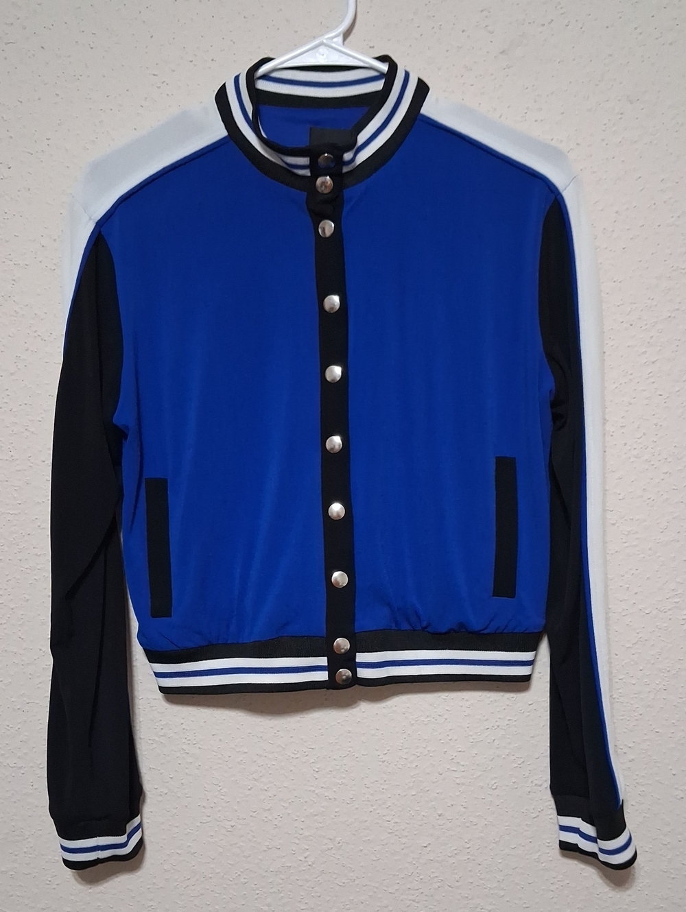 XOXO Blue, Black & White Bomber Jacket
